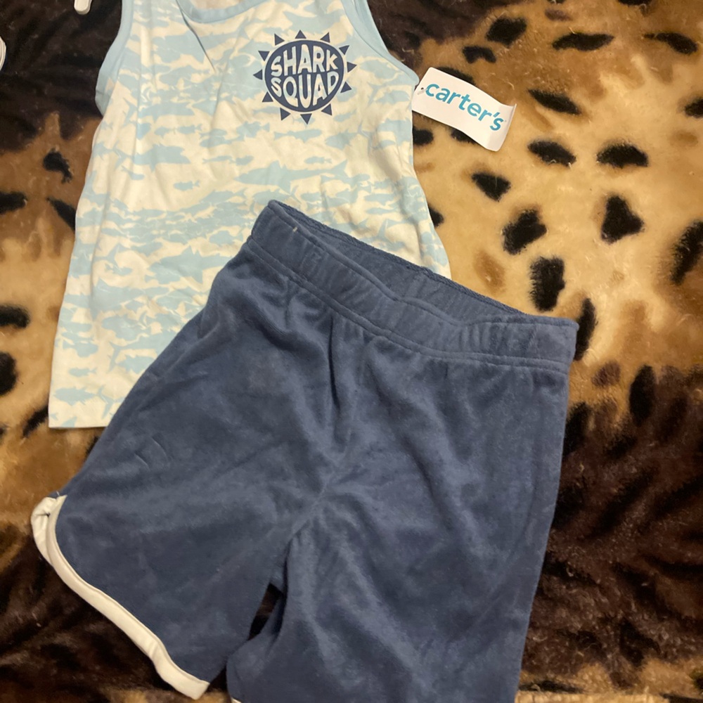 Carter's Blue and White Shark Squad Kids Matching Set